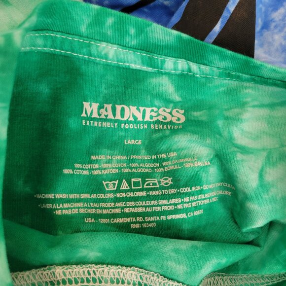 Madness Skateboard Tie Dye Split Green and Blue Long Sleeve T Shirt Large NWT - Picture 3 of 10